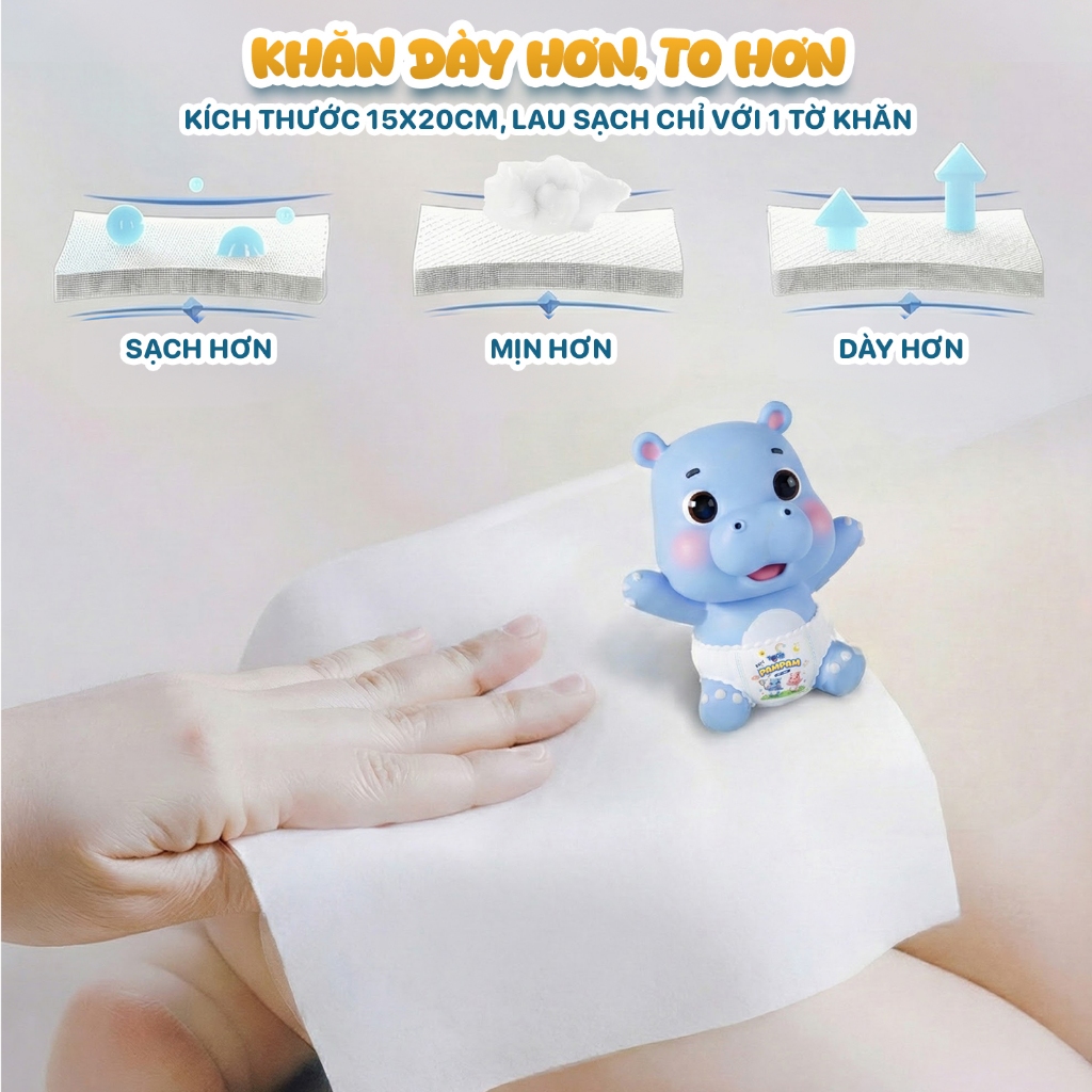 Thùng 10 gói khăn ướt vitamin E TopGiaKids cho em bé, không cồn, không parabens, không mùi cao cấp