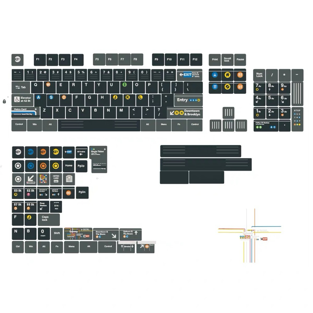 Keycap NYC Subway  | PBT Dyesub | Profile Cherry | Keyboard Studio | BigBuy360 - bigbuy360.vn
