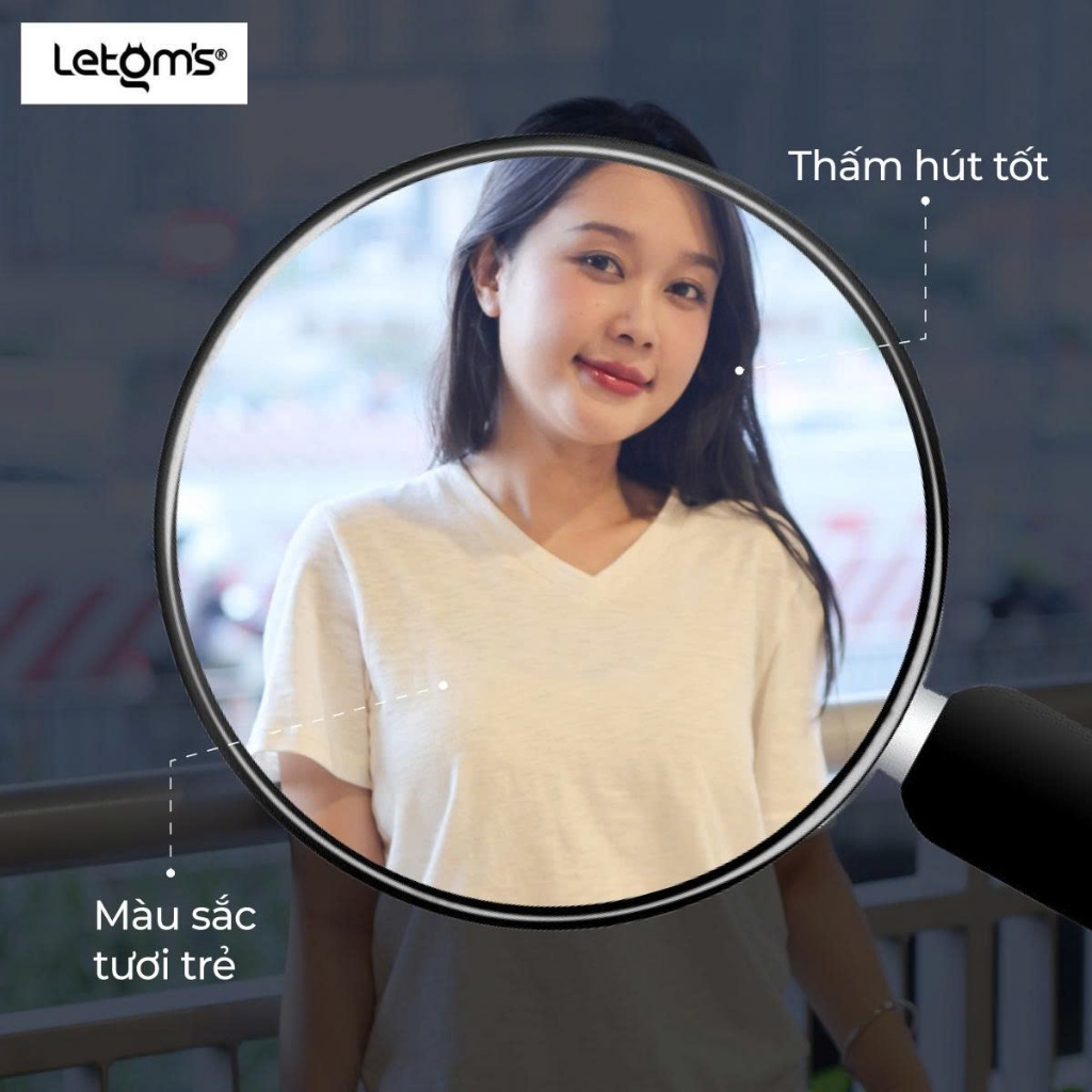 Áo Thun Cổ Tim Nữ LeTom’s Cotton Xước Mỹ – Áo Cotton Nữ Basic Trắng Kem Form Đẹp Co Giãn Thấm Hút Màu Trắng Kem