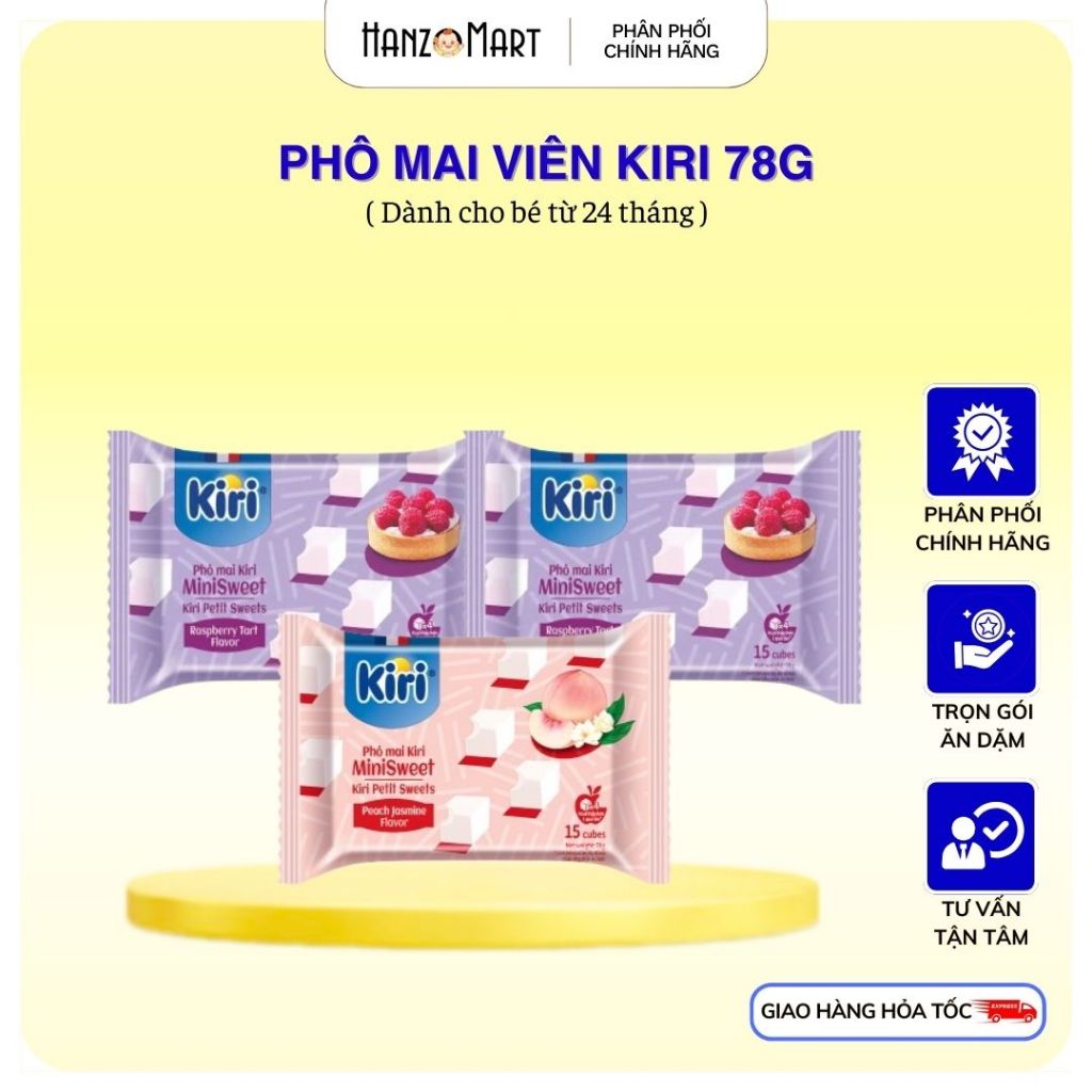 Phô Mai Viên Kiri Vị Mâm Xôi / Đào 78G