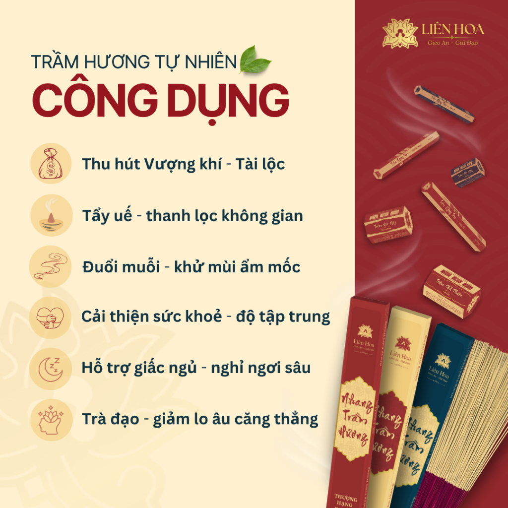 Trầm Không Tăm Liên Hoa Thượng Hạng | 10gr-20gr | 21cm Liên Hoa – Tự Nhiên, Sạch Thơm, Ít Khói