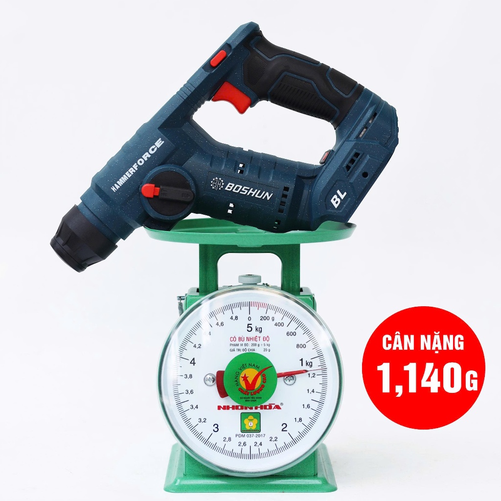 [NHỎ GỌN- KÈM MŨI] Máy Khoan Bê Tông Mini BS-RH2002CP BOSHUN,1,7J Khoan Thường, Búa Tặng Thước Dây