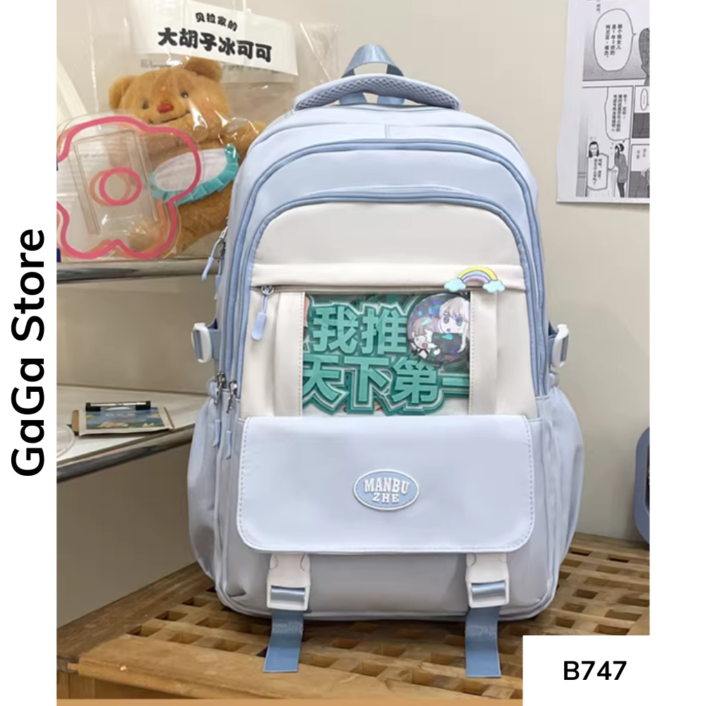 Balo đi học nam nữ phối màu nhiều ngăn sức chứa lớn cho học sinh , sinh viên thời trang ulzzang B747 gagastore