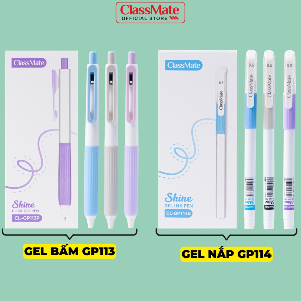 Hộp 10/12 Bút Gel Classmate Bút Nước Bấm Ngòi ST 2 Bi 0.5mm Xanh Đen ...