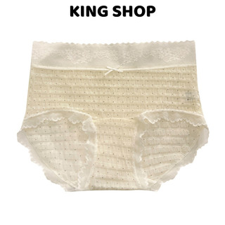 Quần Lót Nữ Cạp Cao Viền Ren Hoa Hoạ Tiết Chấm Bi, Quần Chip Mềm Thoáng Đáy 2 Lớp King Shop L-5904