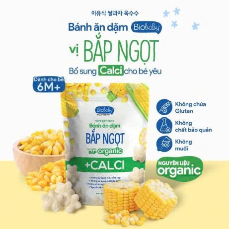 Bánh Ăn Dặm cho bé Biobaby bổ sung canxi và chất xơ hỗ trợ tiêu hóa cho bé từ 6 tháng, túi 30g