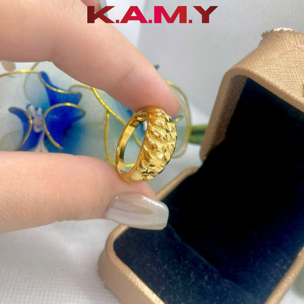 Nhẫn nữ tròn mo chạm hoa mạ vàng cao cấp - Nhẫn nữ thời trang
