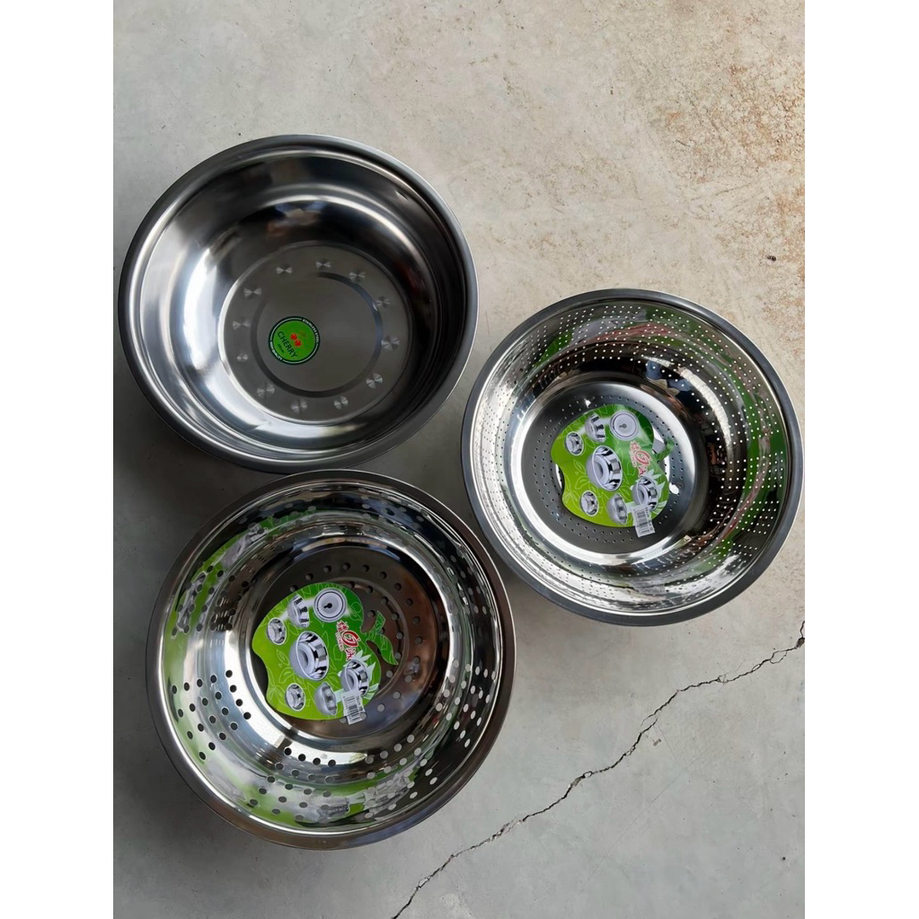 Bộ thau rá rổ inox 38cm, 36cm, 36cm - Chất liệu inox | Shopee Việt Nam