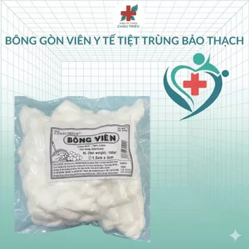 Bông Gòn Viên Y Tế Tiệt Trùng Bảo Thạch 100GGR (1.5cm x 3cm)