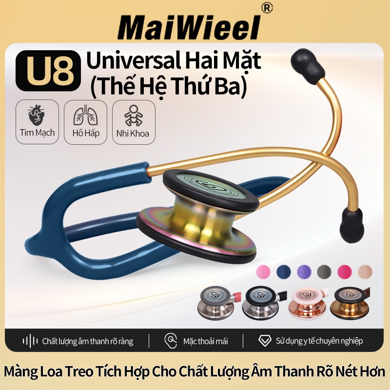 Thương Hiệu MaiWieel U8 Ống Nghe Tim Mạch Chuyên Nghiệp 2 Mặt Siêu Nhạy Âm, Siêu Nhẹ Cho Bác Sĩ Y Tá