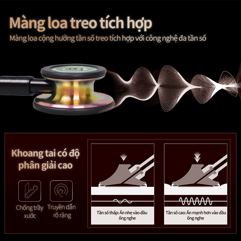Thương Hiệu MaiWieel U8 Ống Nghe Tim Mạch Chuyên Nghiệp 2 Mặt Siêu Nhạy Âm, Siêu Nhẹ Cho Bác Sĩ Y Tá
