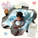 [ĐỆM CHẦN CỐ ĐỊNH] Bộ chăn gối cho bé mầm non 5 trong 1 Mangata Bedding , size 70x120cm/70x140cm chăn gối đi học gấp gọn — ảnh 3