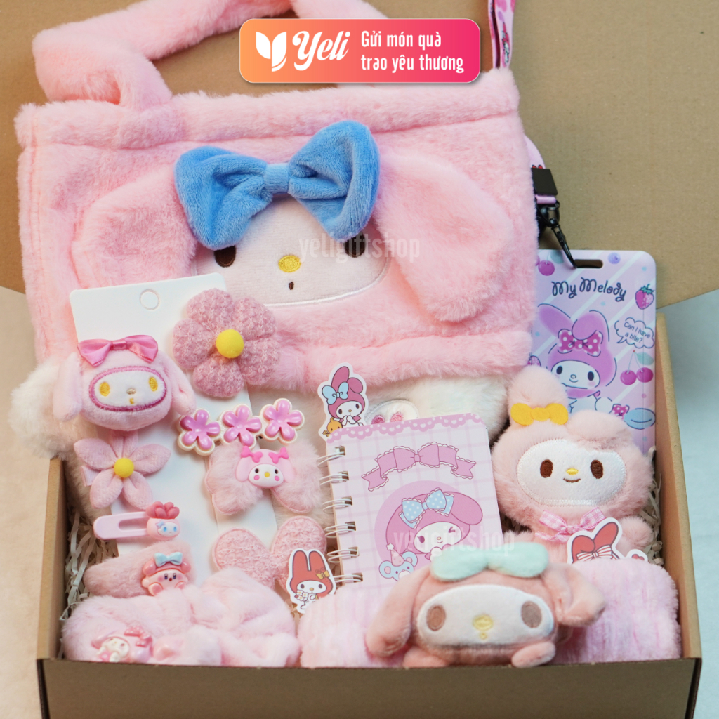 Set quà tặng Kuromi, Melody, Cinnamoroll dễ thương tặng bạn gái sinh nhật, Combo quà tặng phụ kiện