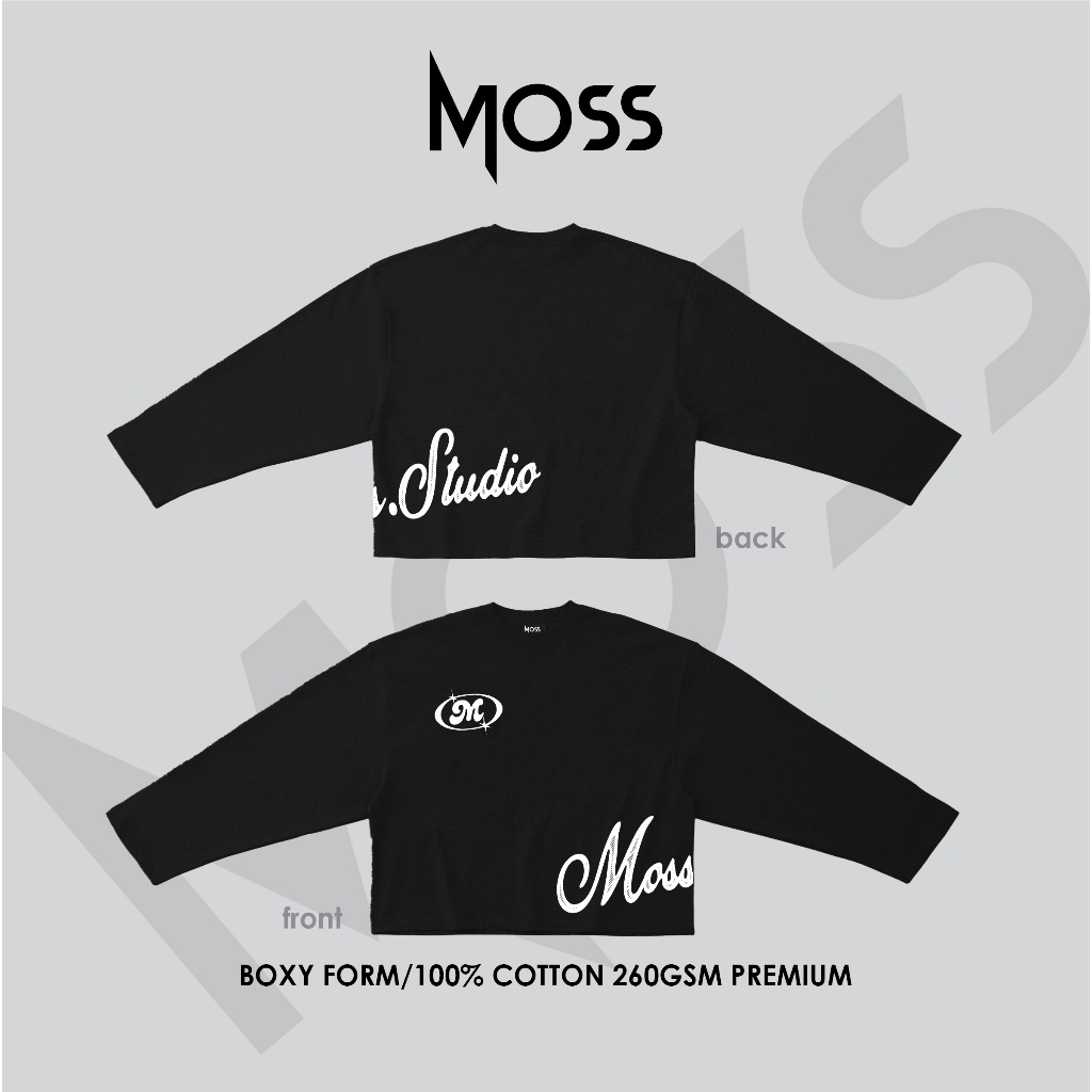 ÁO LONG SLEEVE IN LIỀN THÂN LOGO MOSS.STUDIO   (Áo Thun Tay Dài)  / FORM BOXY - TRẮNG/ ĐEN - MOSS.STU - 260GSM