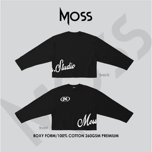 ÁO LONG SLEEVE IN LIỀN THÂN LOGO MOSS.STUDIO (Áo Thun Tay Dài) / FORM BOXY - TRẮNG/ ĐEN - MOSS.STU - 260GSM