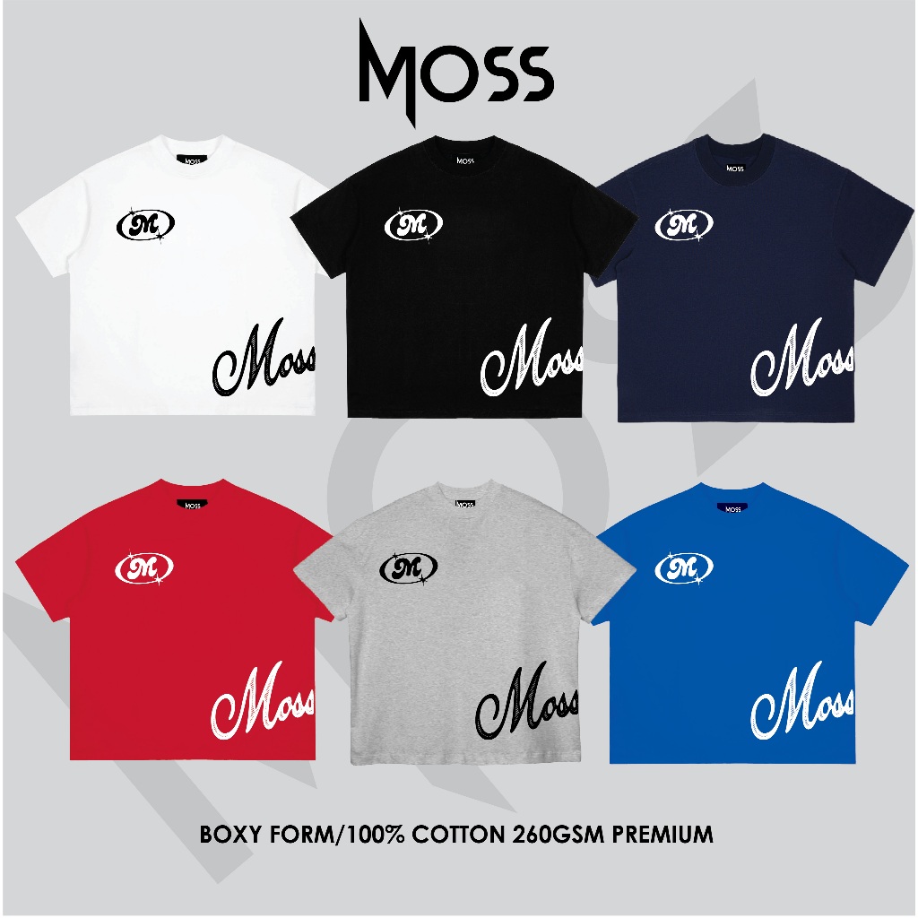 ÁO THUN  BOXY  260GSMIN LOGO MOSS IN "LIỀN THÂN" - CỔ TRÒN BASIC THOẢI MÁI CHẤT COTTON 100% 260GSM PREMIUM MOSS.STU