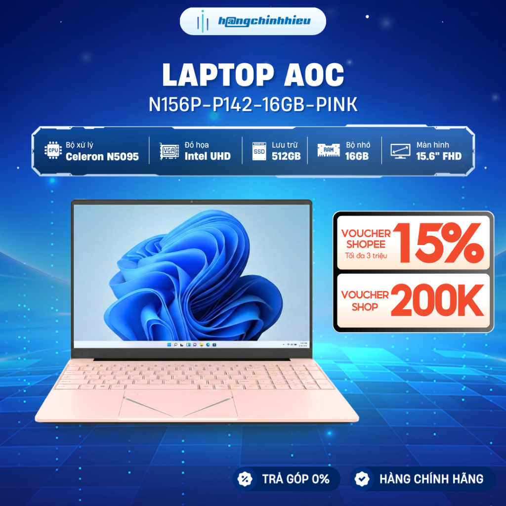 Laptop AOC N156P-P142-16GB-Pink Celeron N5095 | 16GB | 512GB | 15.6 ...