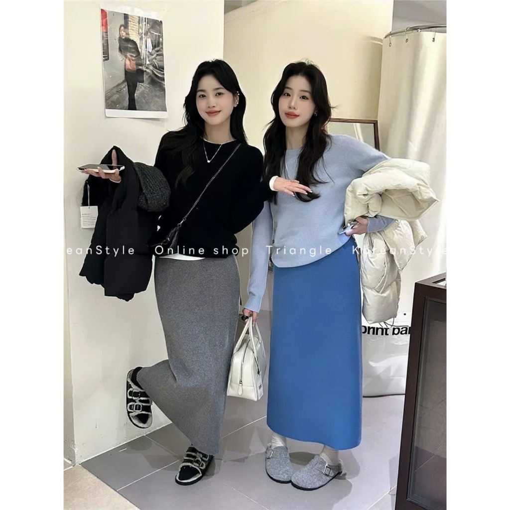 TRIANGLE - Bi Knitted Skirt (Cân nhắc kỹ, return is not welcomed)- Chân váy len bút chì phong cách basic, dễ mặc