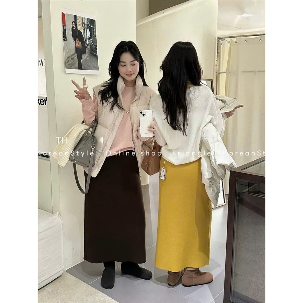 TRIANGLE - Bi Knitted Skirt (Cân nhắc kỹ, return is not welcomed)- Chân váy len bút chì phong cách basic, dễ mặc