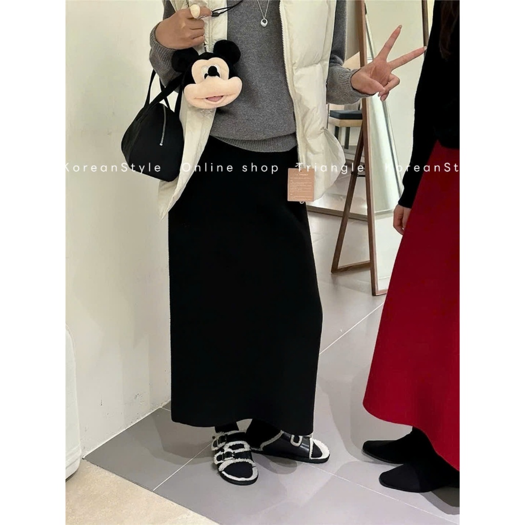 TRIANGLE - Bi Knitted Skirt (Cân nhắc kỹ, return is not welcomed)- Chân váy len bút chì phong cách basic, dễ mặc