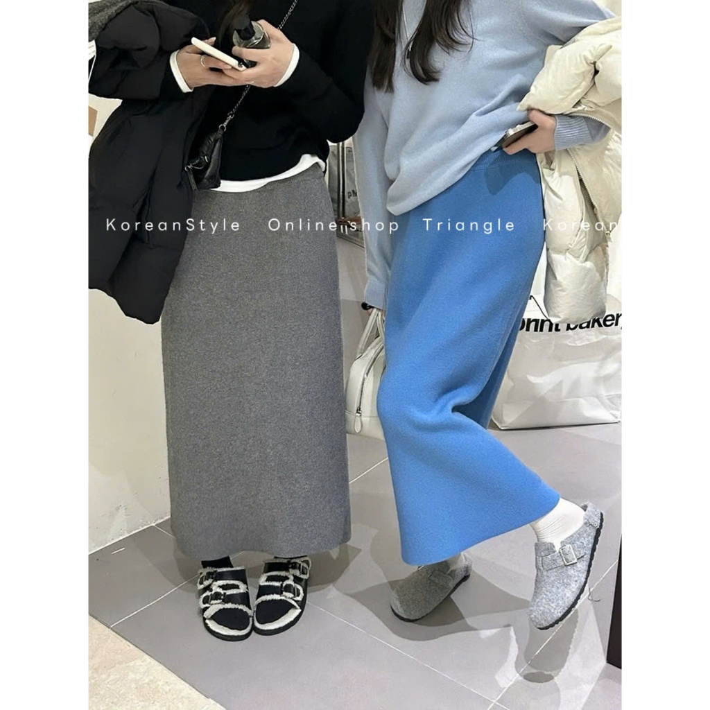 TRIANGLE - Bi Knitted Skirt (Cân nhắc kỹ, return is not welcomed)- Chân váy len bút chì phong cách basic, dễ mặc