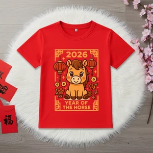 Áo Thun Tết 2026 Xuân Bính Ngọ Size Trẻ Em Và Người Lớn, Vải Poly Thái Mặc Mát Dầy Dặn, Size Từ 7 - 95kg, 04