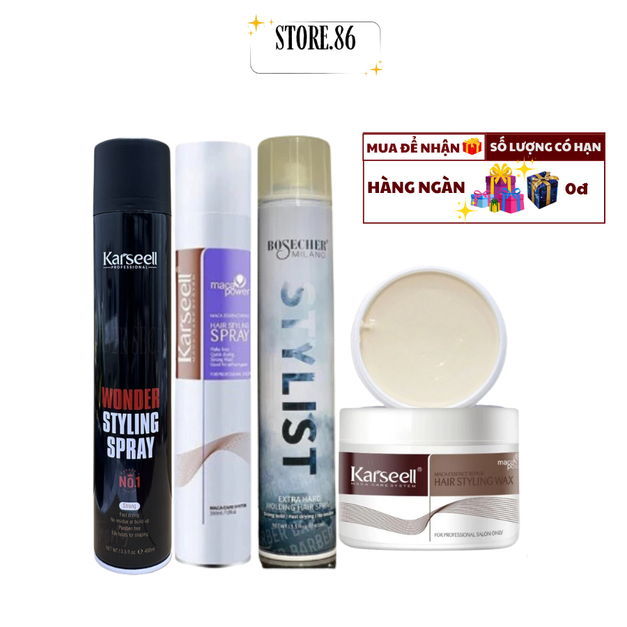 Combo Sáp Vuốt Tóc Karseell 100g & Gôm Xịt Tóc 380ml | Tạo Kiểu Tóc Nam Nữ, Giữ Form Tóc Gọn Gàng