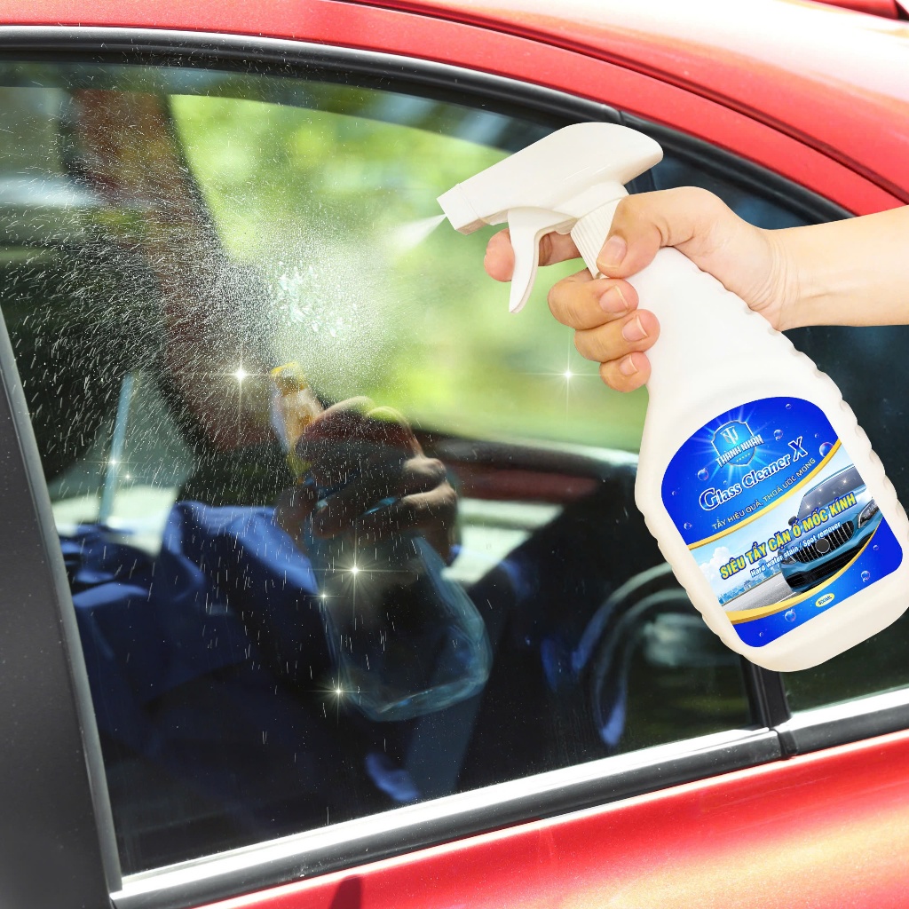 Dung dịch siêu tẩy ố mốc kính Ô tô cao cấp Glass Cleaner X- Chai 500ml – Tẩy sạch kính xe bị ố mốc, mờ đục, tẩy cặn bẩn