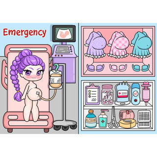 Đồ chơi bóc dán Chăm sóc mẹ bầu và em bé - Nhà Búp bê giấy Pighandmade