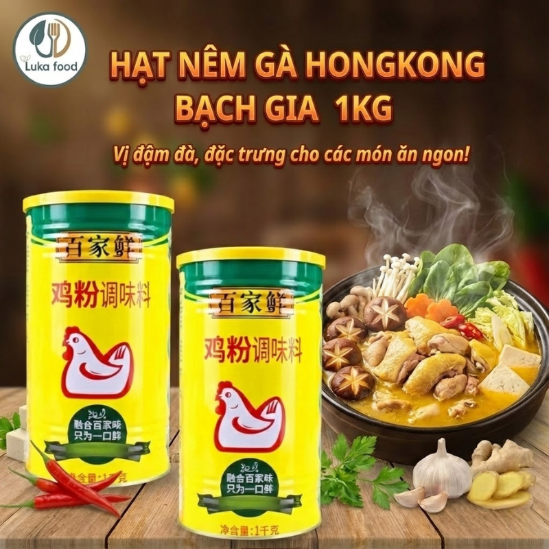 Hạt Nêm Gà Knorr Hồng Kông Bạch Gia Cao Cấp Hộp 1kg - Bí Quyết Nước Lèo Phở, Hủ Tiếu Đậm Đà Chuẩn Vị Nhà Hàng Luka Food