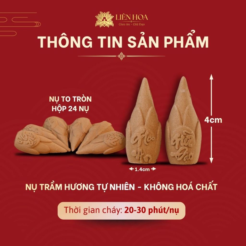 1 Hộp Nụ Trầm Hương Đặc Biệt Liên Hoa (24 Nụ)| Trầm Nụ Xông Nhà, Khử Mùi, Tẩy Uế | Trầm Hương Tự Nhiên 8–12 Năm