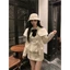Set dạ trắng phong cách mới chaebol, Hàng Quảng Châu cao cấp nhẹ nhàng retro dây đeo