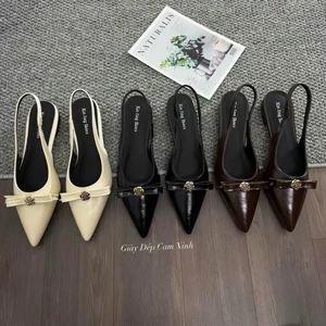 Giày Bệt Nữ Mũi Nhọn Nơ Ngang Đính Hoa Xinh Xắn G89