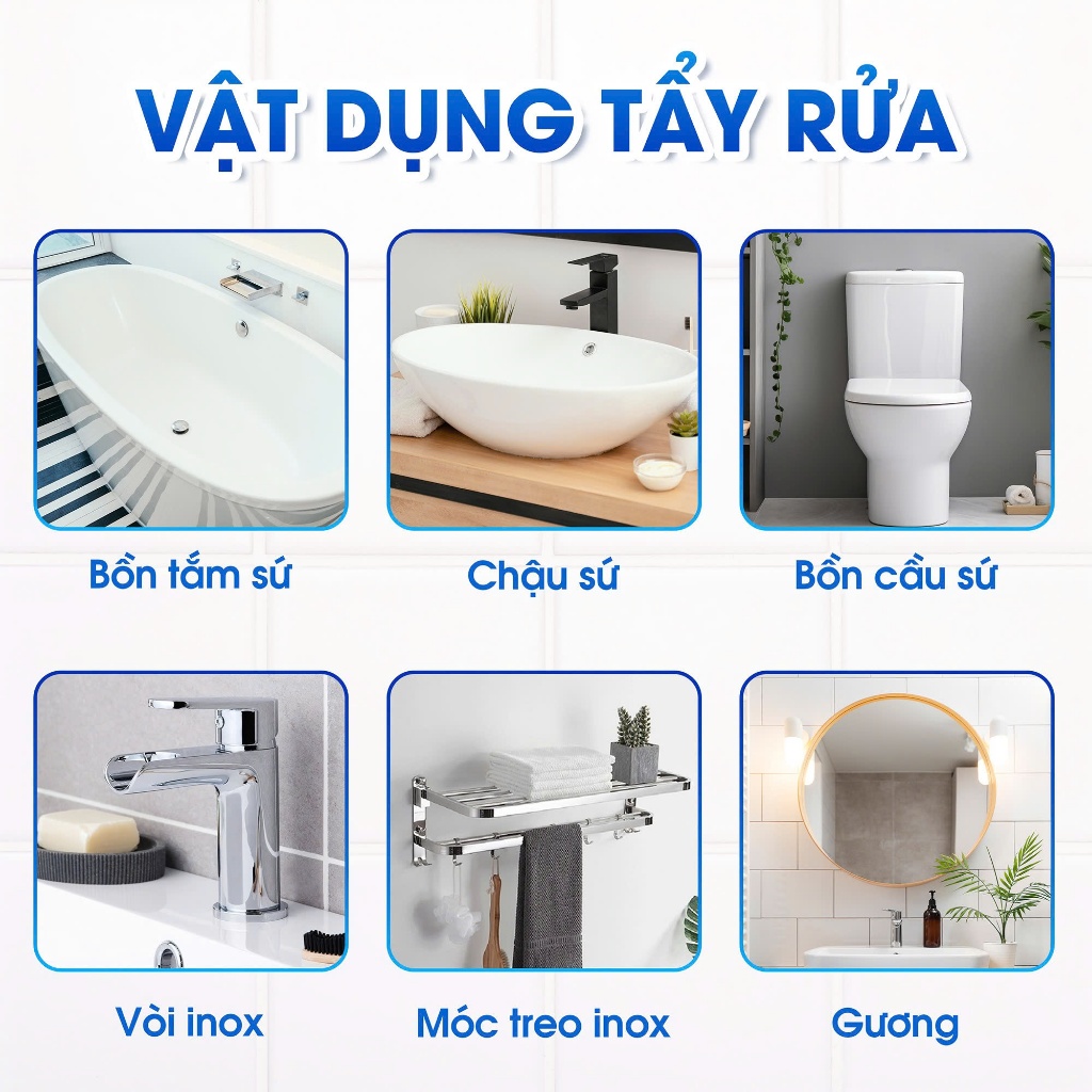 Dung dịch tẩy trắng men sứ, tẩy trắng bồn cầu, inox, tẩy cặn phèn ố vàng gạch, kính phòng tắm - Cera X chai 500ml