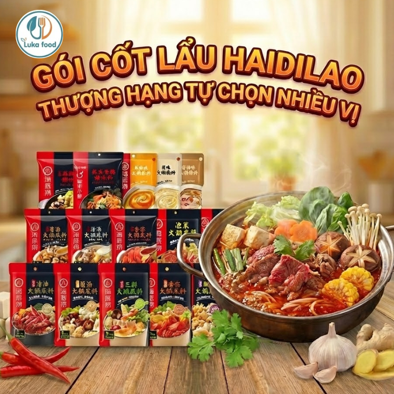 Gia Vị Lẩu Haidilao Nội Địa Trung Tự Chọn 8 Vị- Gói Cốt Lẩu Cô Đặc Nấu Tại Nhà Chuẩn Vị Nhà Hàng (200g/220g) Luka Food