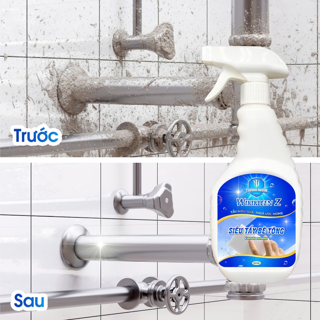 Dung dịch tẩy bê tông, xi măng WIKILEEN Z- 500ml，Xịt tẩy nhanh, dễ dàng, tẩy sạch trên kính, sơn xe, bề mặt nhà cửa