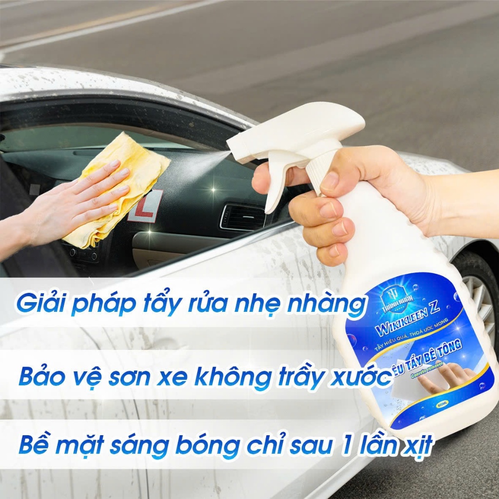 Dung dịch tẩy bê tông, xi măng WIKILEEN Z- 500ml，Xịt tẩy nhanh, dễ dàng, tẩy sạch trên kính, sơn xe, bề mặt nhà cửa