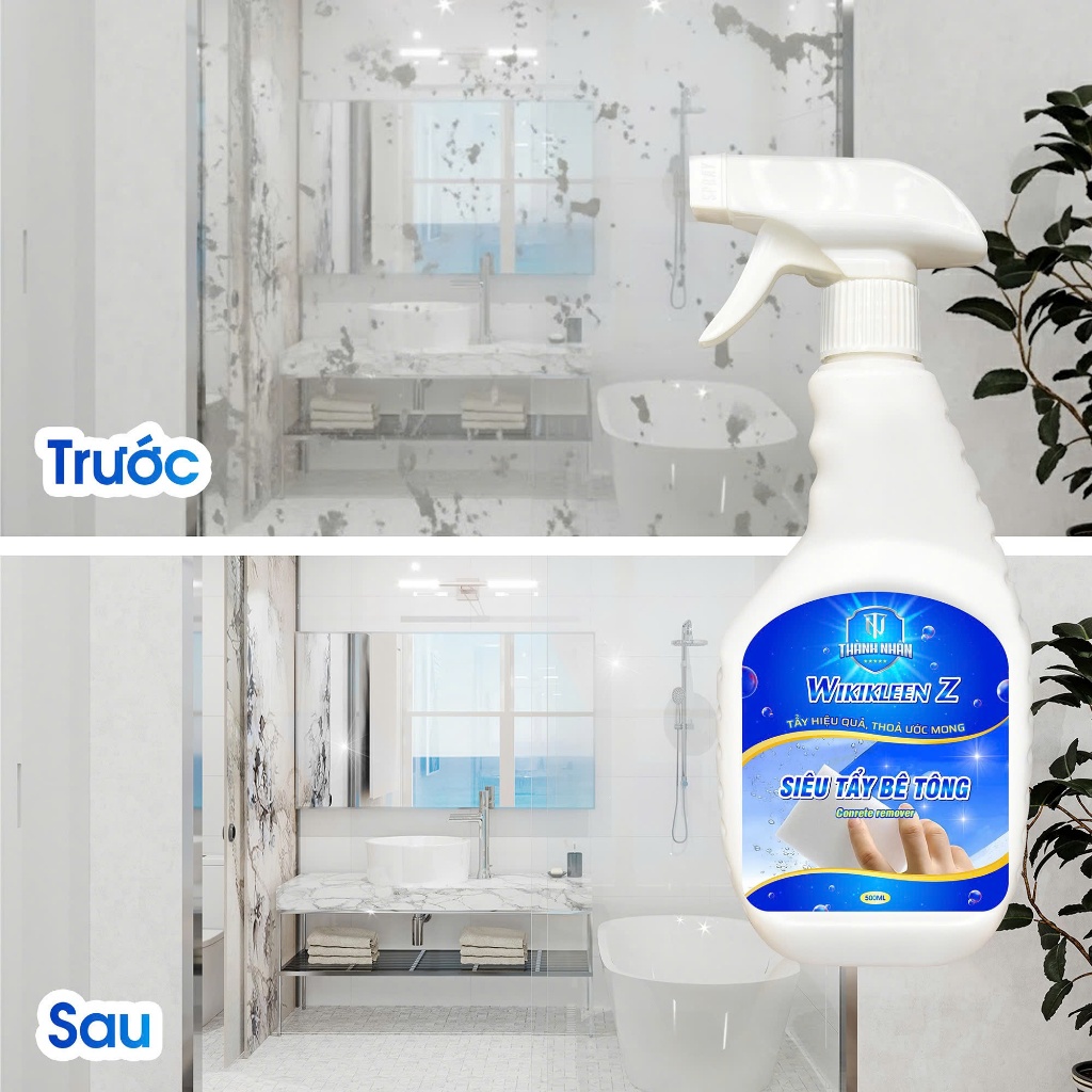 Dung dịch tẩy bê tông, xi măng WIKILEEN Z- 500ml，Xịt tẩy nhanh, dễ dàng, tẩy sạch trên kính, sơn xe, bề mặt nhà cửa