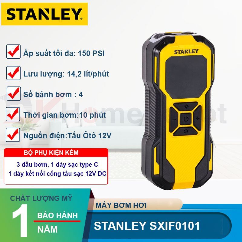 Máy bơm hơi dùng pin Stanley SXIF0101 (Tích hợp đèn Led & sạc dự phòng)