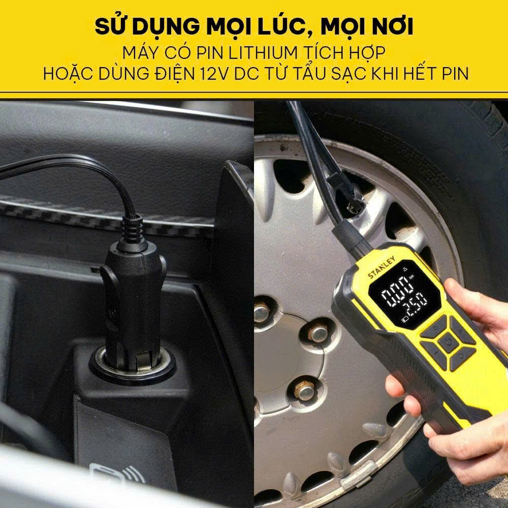 Máy bơm hơi dùng pin Stanley SXIF0101 (Tích hợp đèn Led & sạc dự phòng)