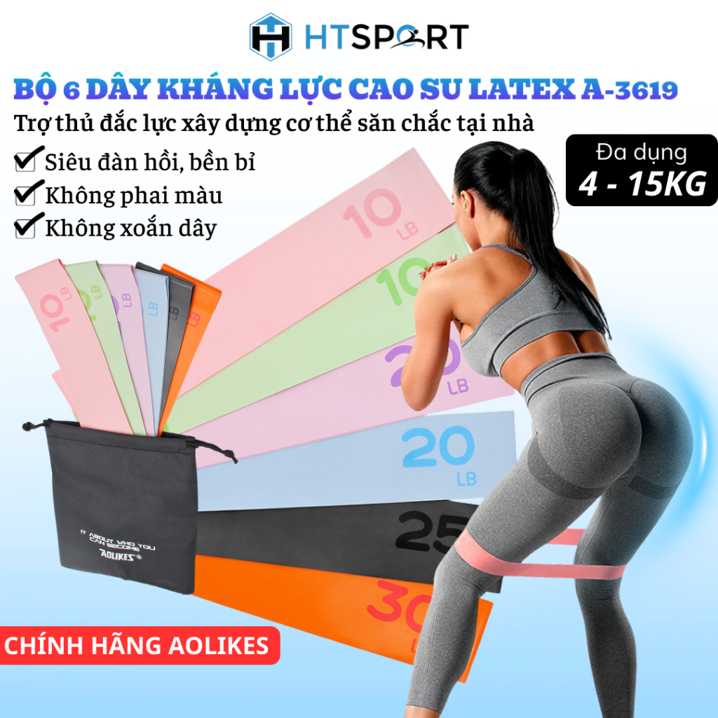 Dây Kháng Lực Miniband Aolikes 3619, Cao Su Latex Cao Cấp Hỗ Trợ Tập Gym - Yoga Luyện Tập Tại Nhà