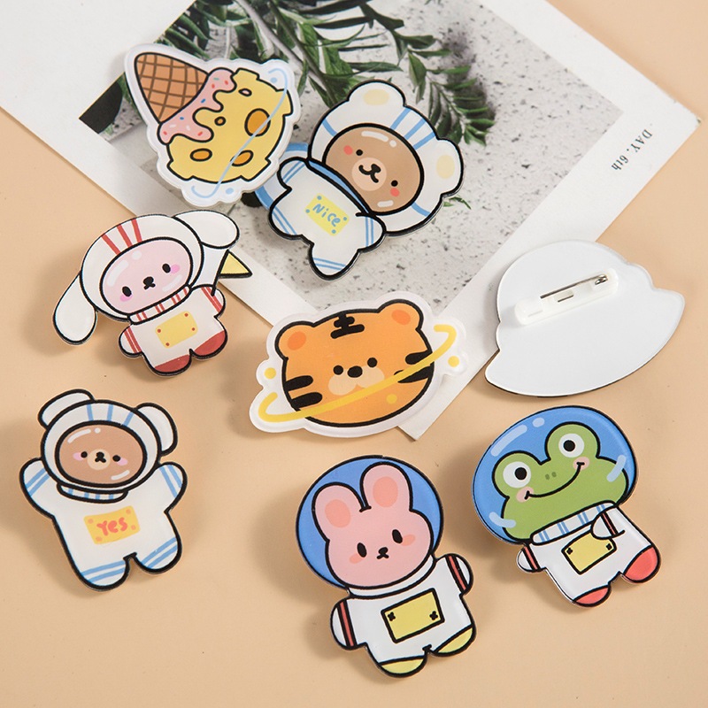 Combo 10 Huy hiệu ghim pin cài áo Phi Hành Gia cực dễ thương 4cm 5cm