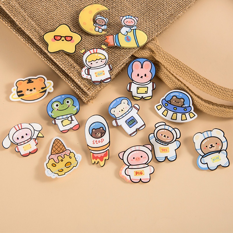 Combo 10 Huy hiệu ghim pin cài áo Phi Hành Gia cực dễ thương 4cm 5cm