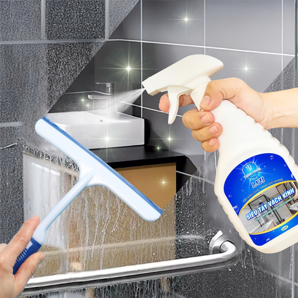 Dung dịch đa năng siêu tẩy cặn canxi, sen vòi inox, vách kính nhà tắm, đồ sứ, chậu rửa, bồn tắm, bồn cầu LAZI - chai 500