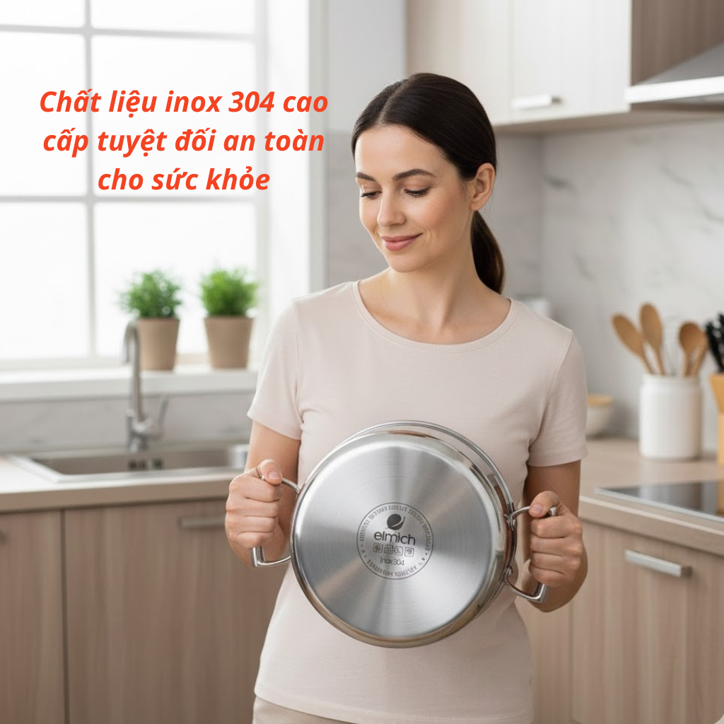 Bộ Nồi Elmich Trimax ECO 8005 | 4 Món Liền Khối Đáy Từ, Dùng Mọi Loại Bếp, Inox 3 Lớp Nấu Nhanh Bền