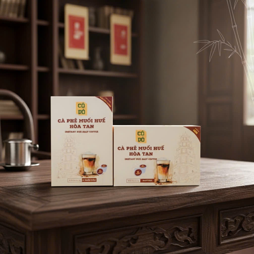 Cà Phê Muối Huế Hòa Tan - Gu Đậm - Thương Hiệu Cố Đô - Đặc Sản Huế - Hộp 6 Cốc