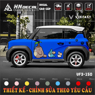 Tem dán xe VF3 - Decal dán xe VF3 MẪU TEM HOẠT HÌNH DỄ THƯƠNG . 1 bộ dán 2 bên ( mẫu VF3 - 150 )