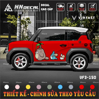Tem dán xe VF3 - Decal dán xe VF3 MẪU TEM HOẠT HÌNH DỄ THƯƠNG . 1 bộ dán 2 bên ( mẫu VF3 - 150 )