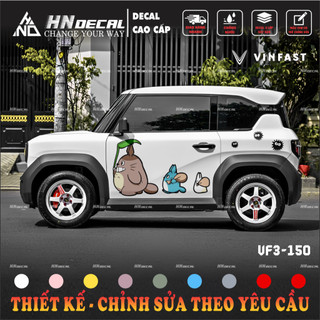 Tem dán xe VF3 - Decal dán xe VF3 MẪU TEM HOẠT HÌNH DỄ THƯƠNG . 1 bộ dán 2 bên ( mẫu VF3 - 150 )