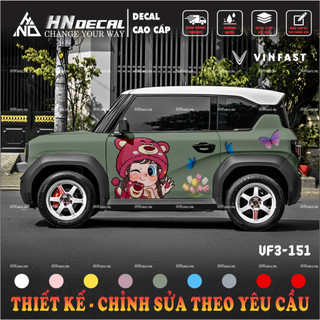 Tem dán xe VF3 - Decal dán xe VF3 MẪU TEM BÉ GÁI DỄ THƯƠNG . 1 bộ dán 2 bên ( mẫu VF3 - 151 )